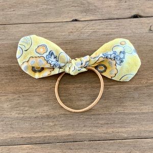 Yellow Floral Bow Hair Tie